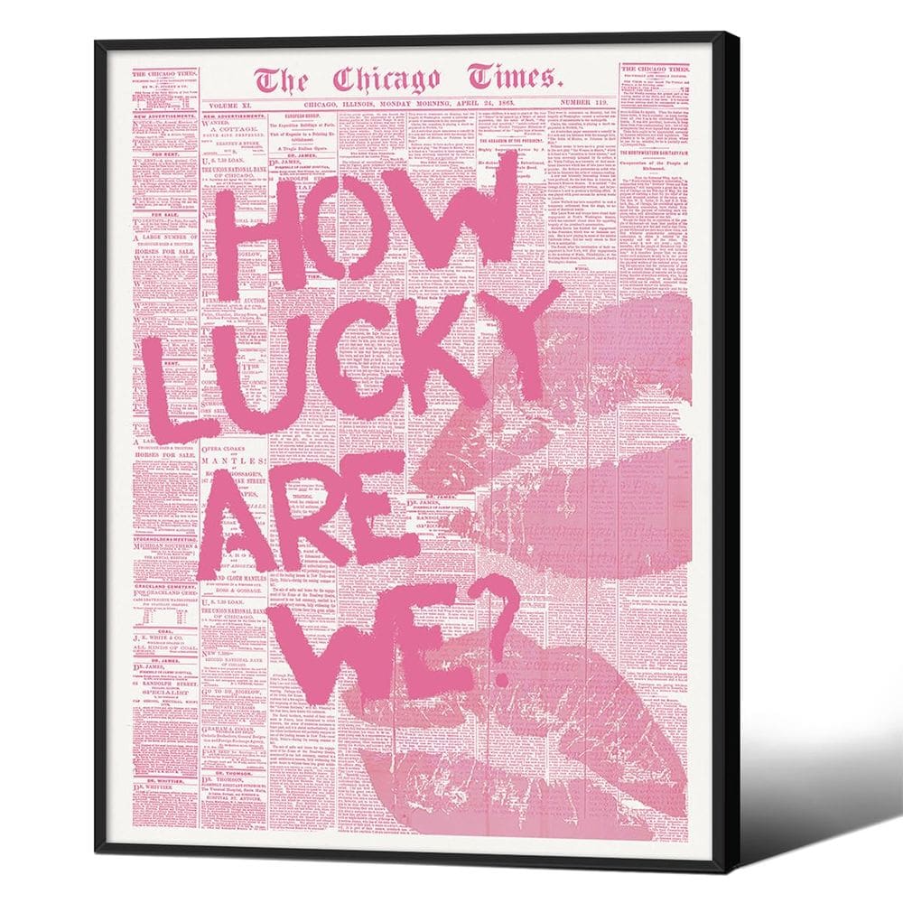 Impressão artística de parede AEDNX How Lucky Are We Pink Retro 30x40cm