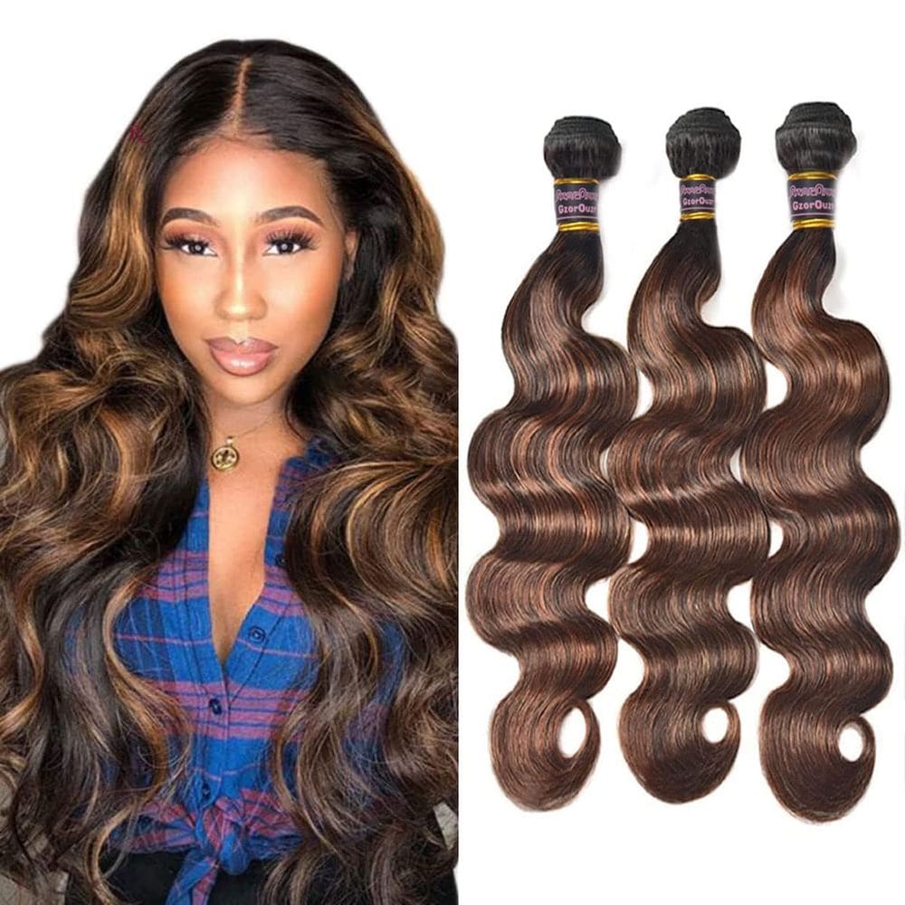 Extensões de cabelo Gzorouzr P4/30 Body Wave Brazilian Remy