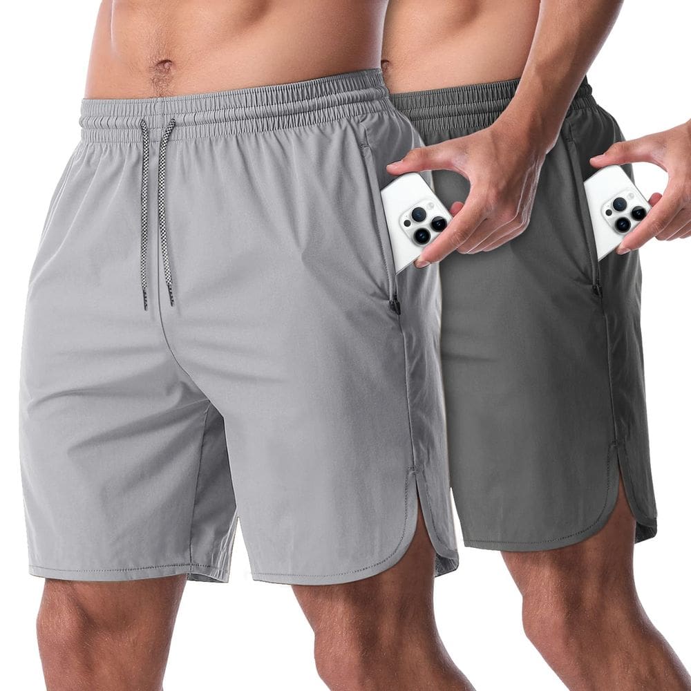 Pacote de 2 shorts de corrida CANGHPGIN para homens de 7 polegadas com bolsos