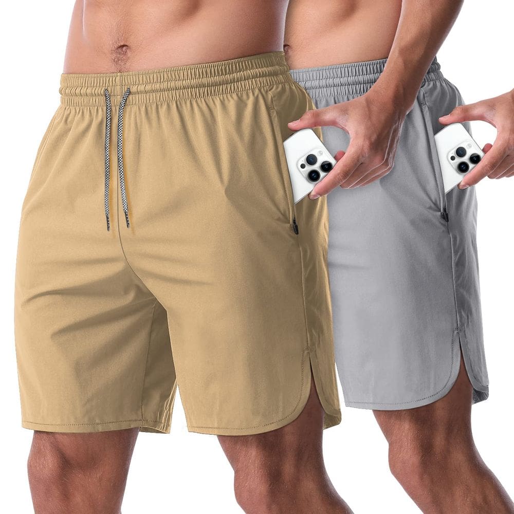 Pacote de 2 shorts de corrida CANGHPGIN para homens de 7 polegadas com bolsos