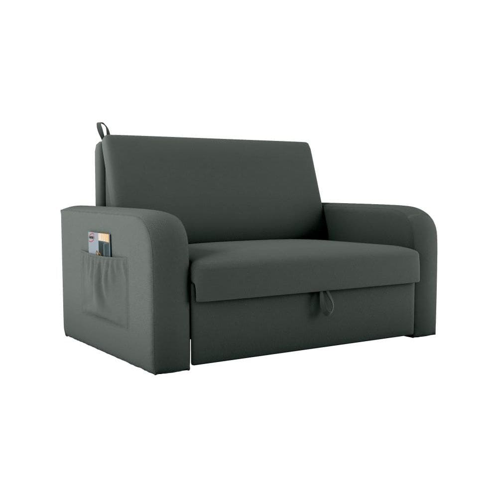 Sofá Cama com Baú 2 Lugares Daiane Cinza Matrix
