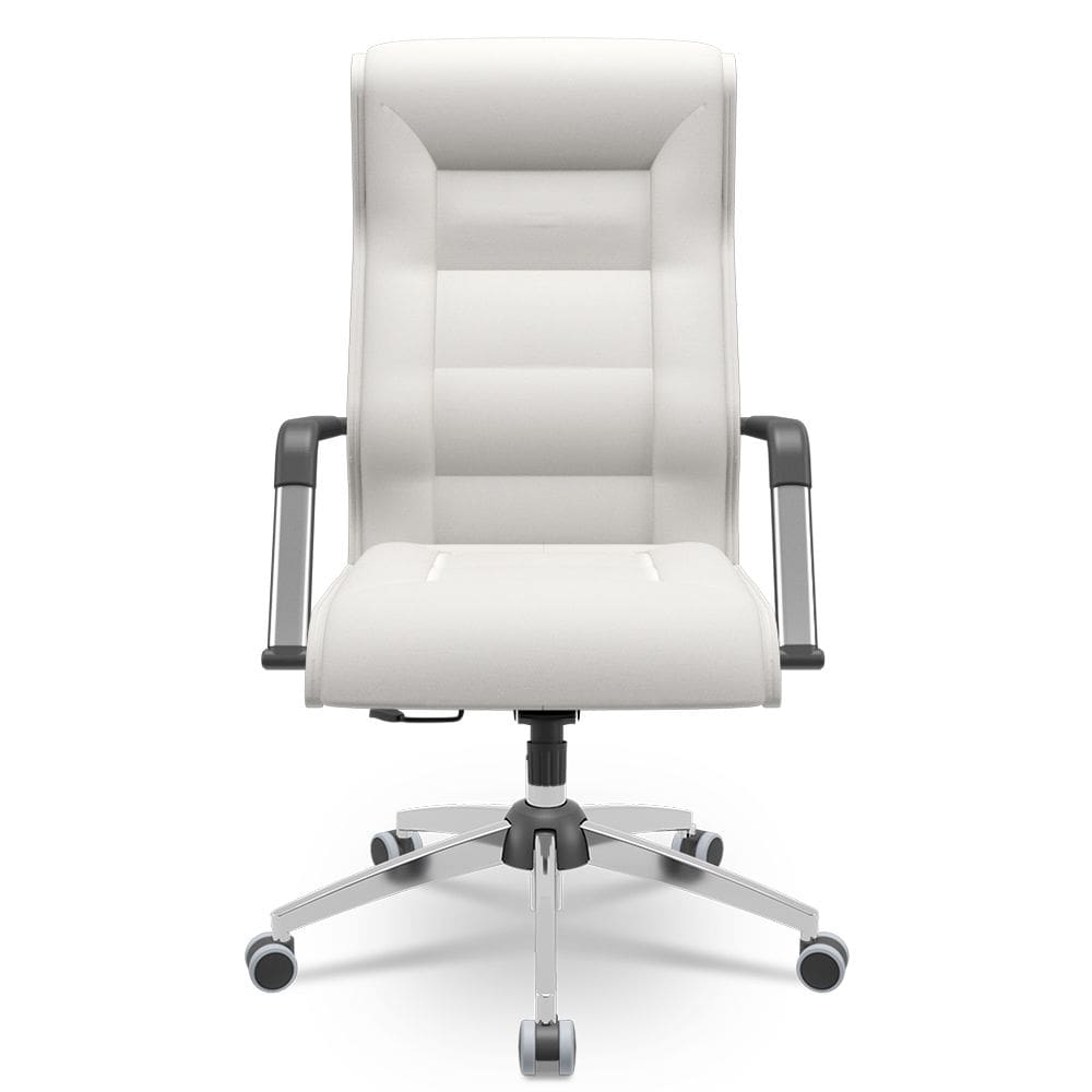 Cadeira De Escritório Giratória Presidente Base Cromada Kirk P03 Facto Branco - Lyam Decor