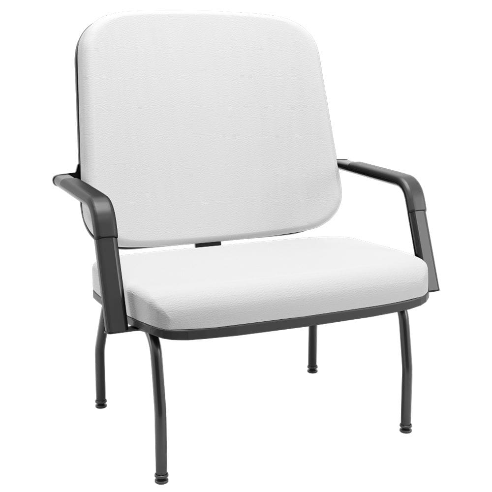 Cadeira de Escritório Recepção com Braço Fixa Preta Magno P03 Vinil Branco - Lyam Decor