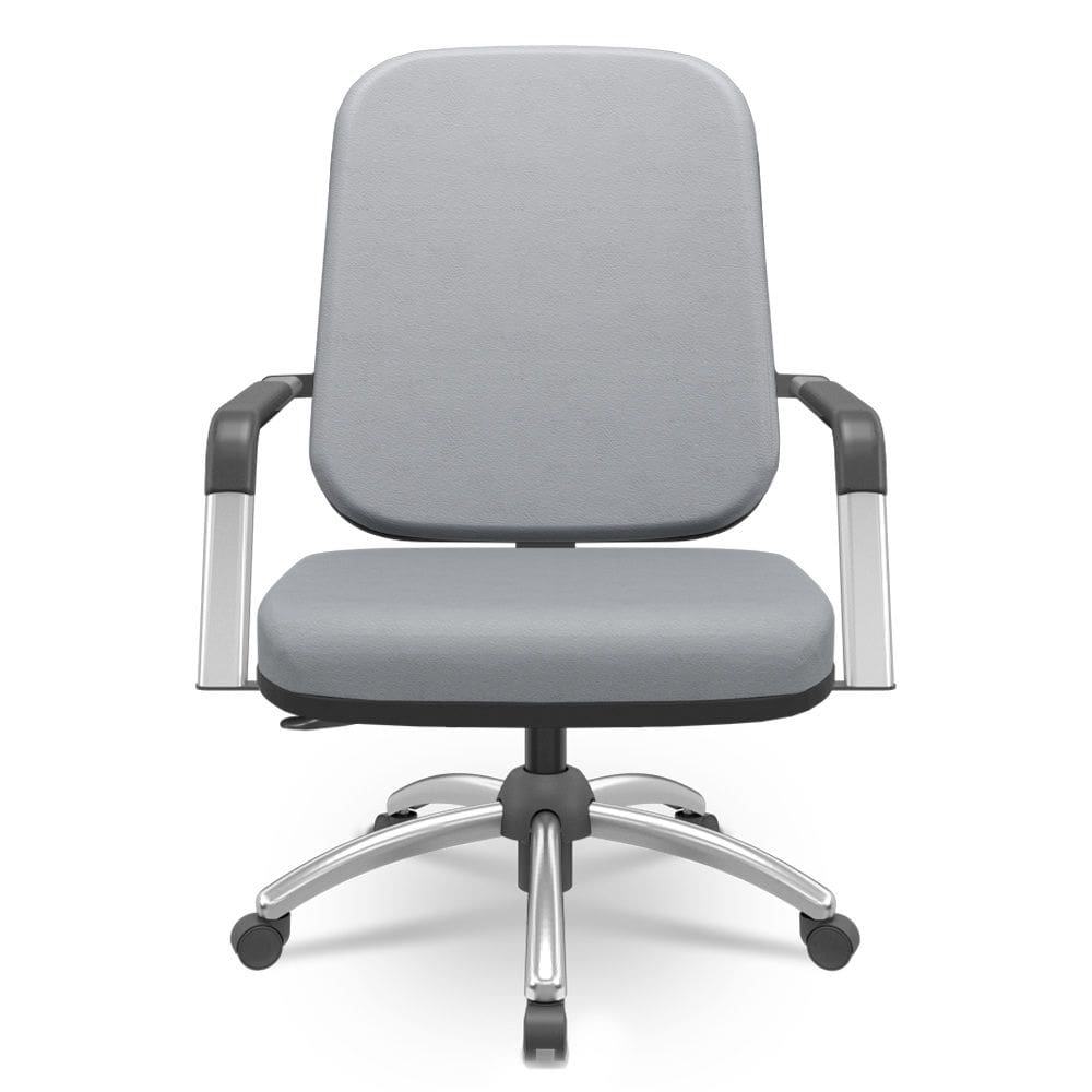 Cadeira de Escritório Giratória com Braço Cromada Magno P03 Vinil Cinza - Lyam Decor