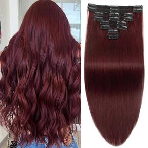 Extensões de cabelo Clip in Doupor Burgundy 100% Brazilian Remy