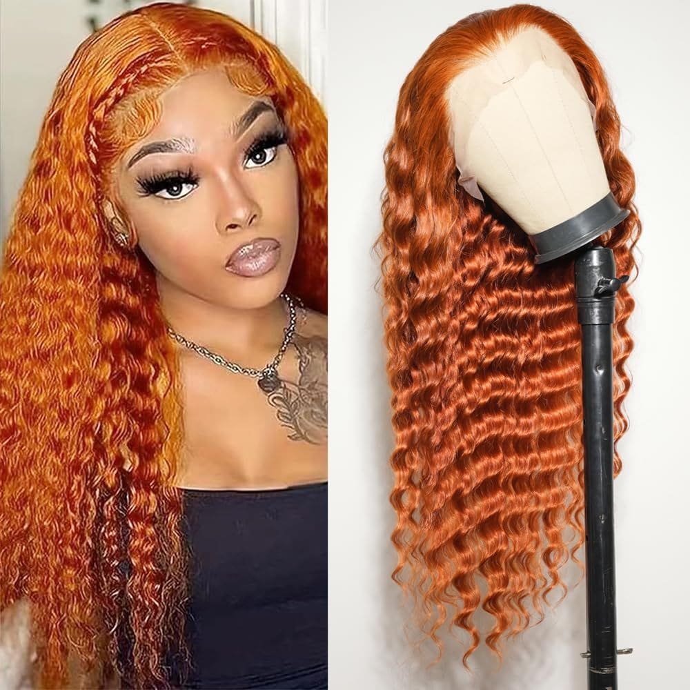 Peruca Bilisar Ginger Orange Deep Wave 18&quot; 200% de densidade