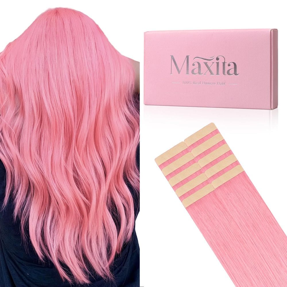 Extensões de cabelo MAXITA Peach Pink Tape-in 60 cm 10 unidades 30 g
