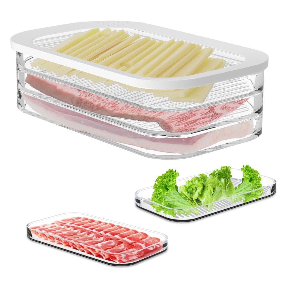 Recipiente de carne de almoço XVAJT de 3 camadas empilhável para geladeira