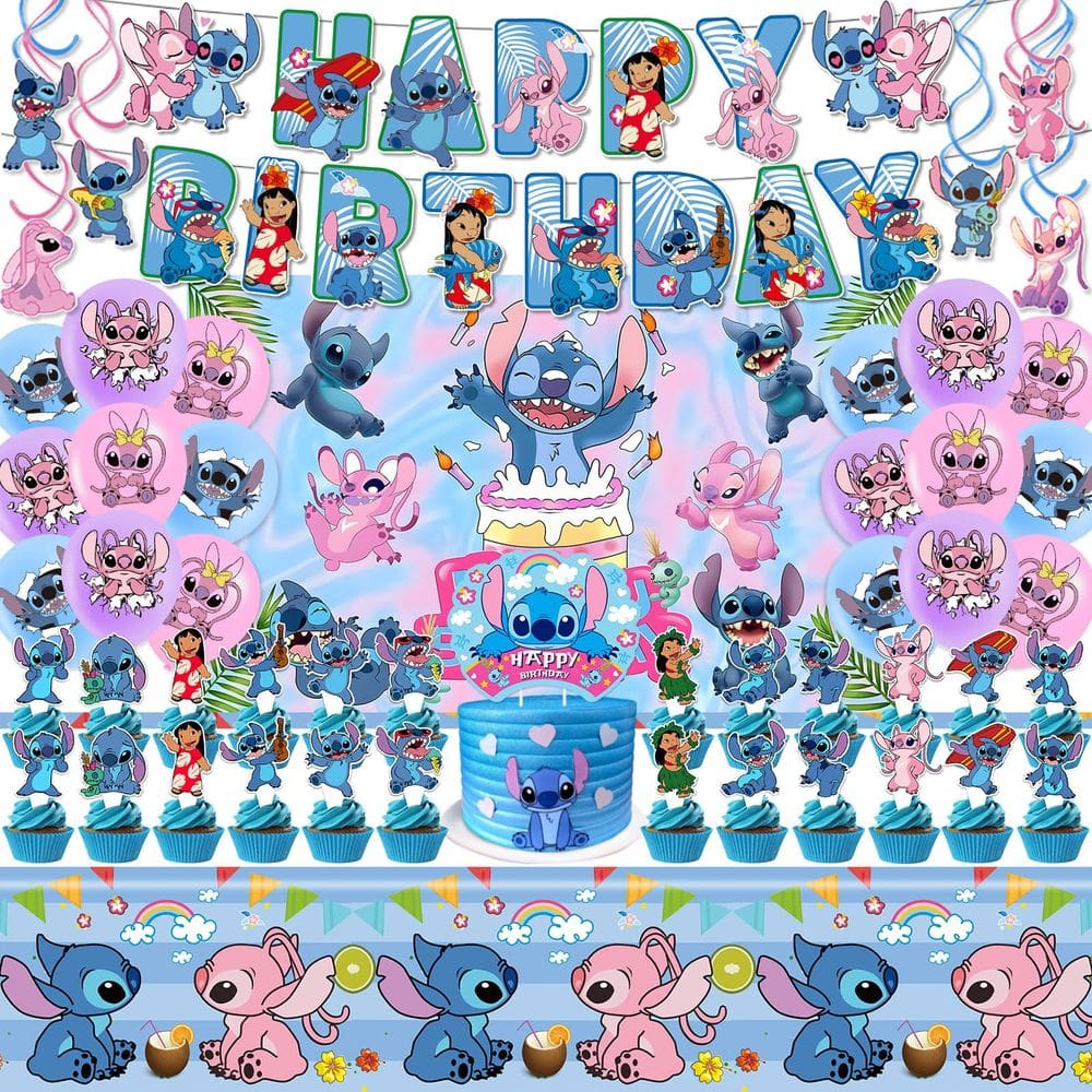 Suprimentos de festa Set Stitch, decorações de aniversário para meninos e meninas