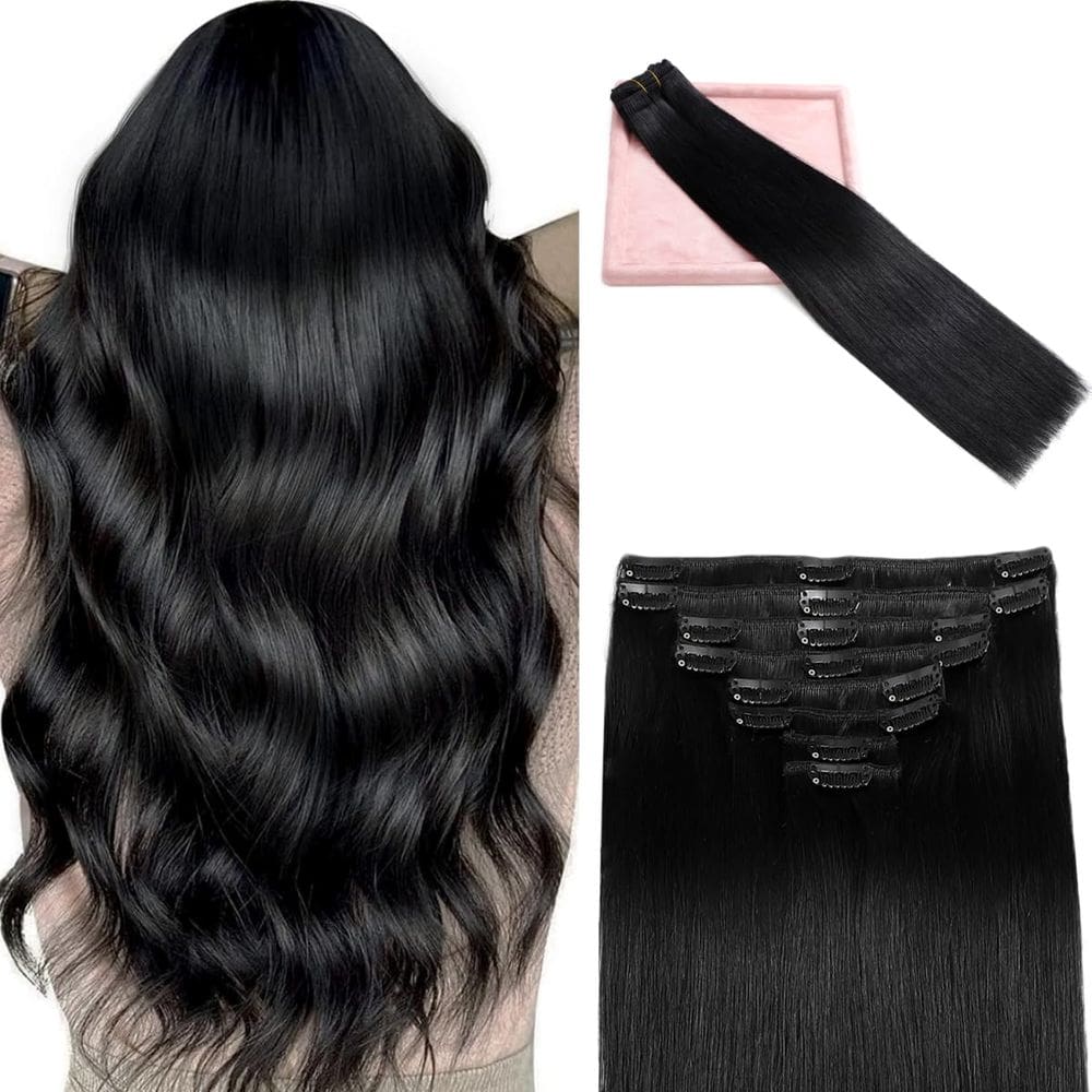 Extensões de cabelo Clip in POGINJA Real Human Hair 18 polegadas 100g