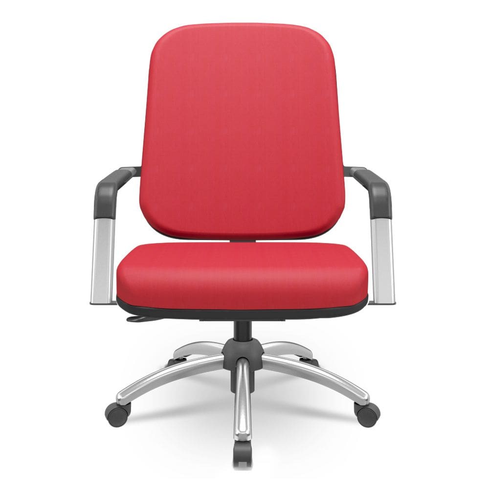 Cadeira de Escritório Giratória com Braço Cromada Magno P03 Crepe Vermelho - Lyam Decor