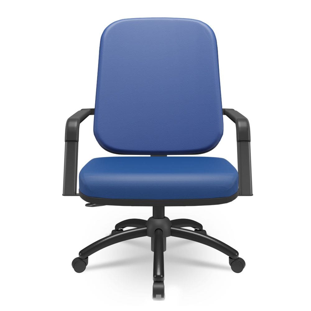 Cadeira de Escritório Giratória com Braço Preta Magno P03 Vinil Azul - Lyam Decor