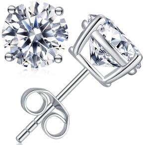 Brincos Jiostonor Moissanite 4CTW 8mm em ouro branco 18K