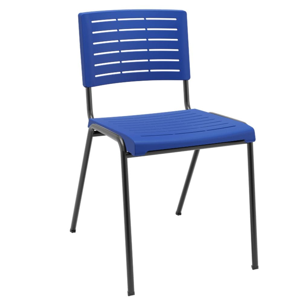Cadeira Empilhável Fixa Escritório Multiuso Base Preta Kimi P03 Azul - Lyam Decor