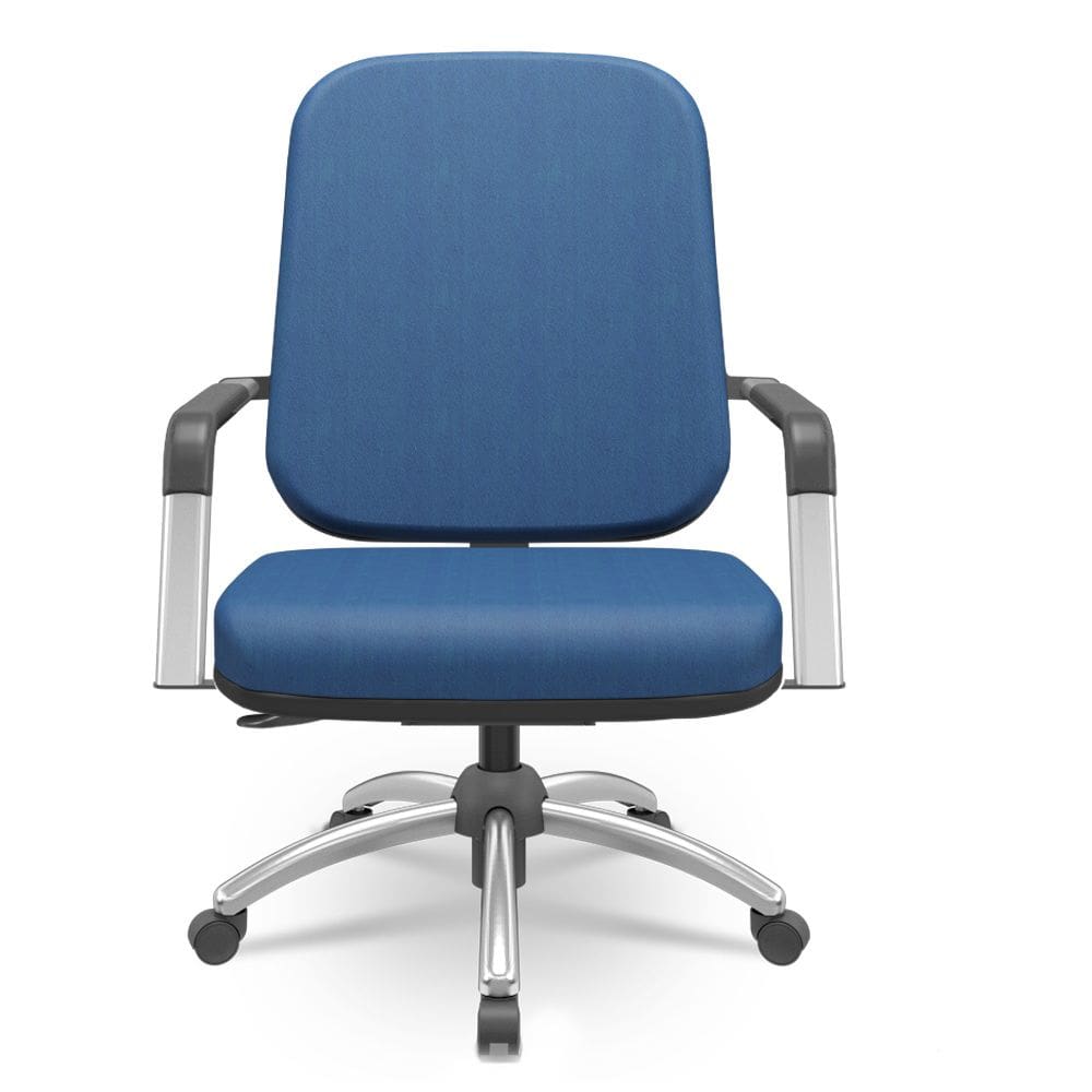 Cadeira de Escritório Giratória com Braço Cromada Magno P03 Crepe Azul - Lyam Decor