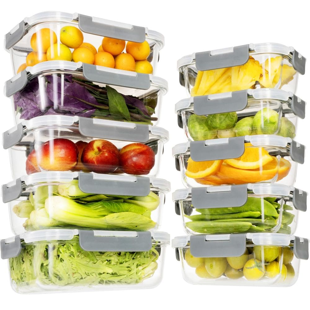 Recipientes de armazenamento de alimentos de vidro S SALIENT Conjunto de 20 peças