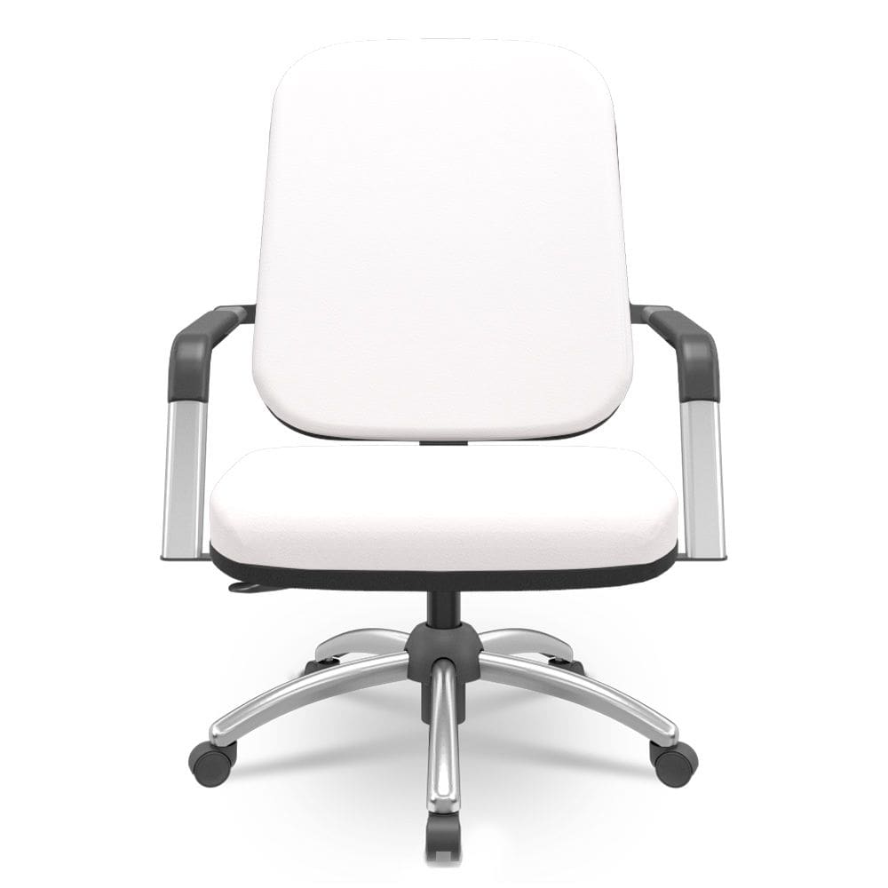 Cadeira de Escritório Giratória com Braço Cromada Magno P03 Vinil Branco - Lyam Decor