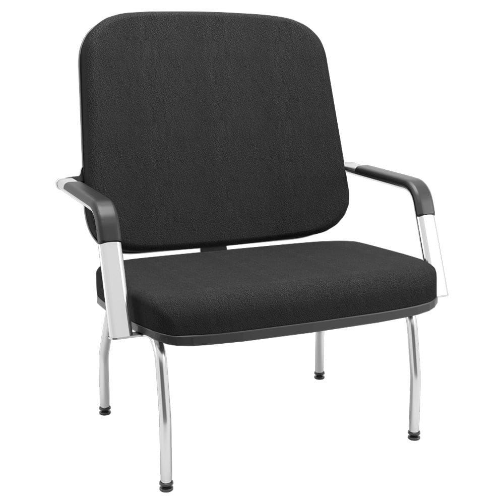 Cadeira de Escritório Recepção com Braço Fixa Cromada Magno P03 Crepe Preto - Lyam Decor