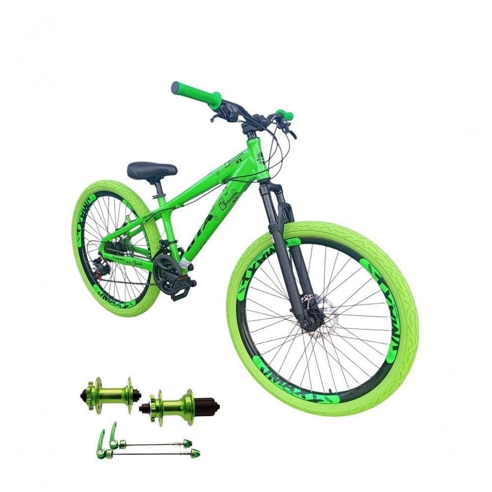 Bicicleta 26 Gta Rebel Freeride Cor Verde 24v Cubo K7 Barulhento Freio A Disco Aro Vmaxx Pneu Flame Verde