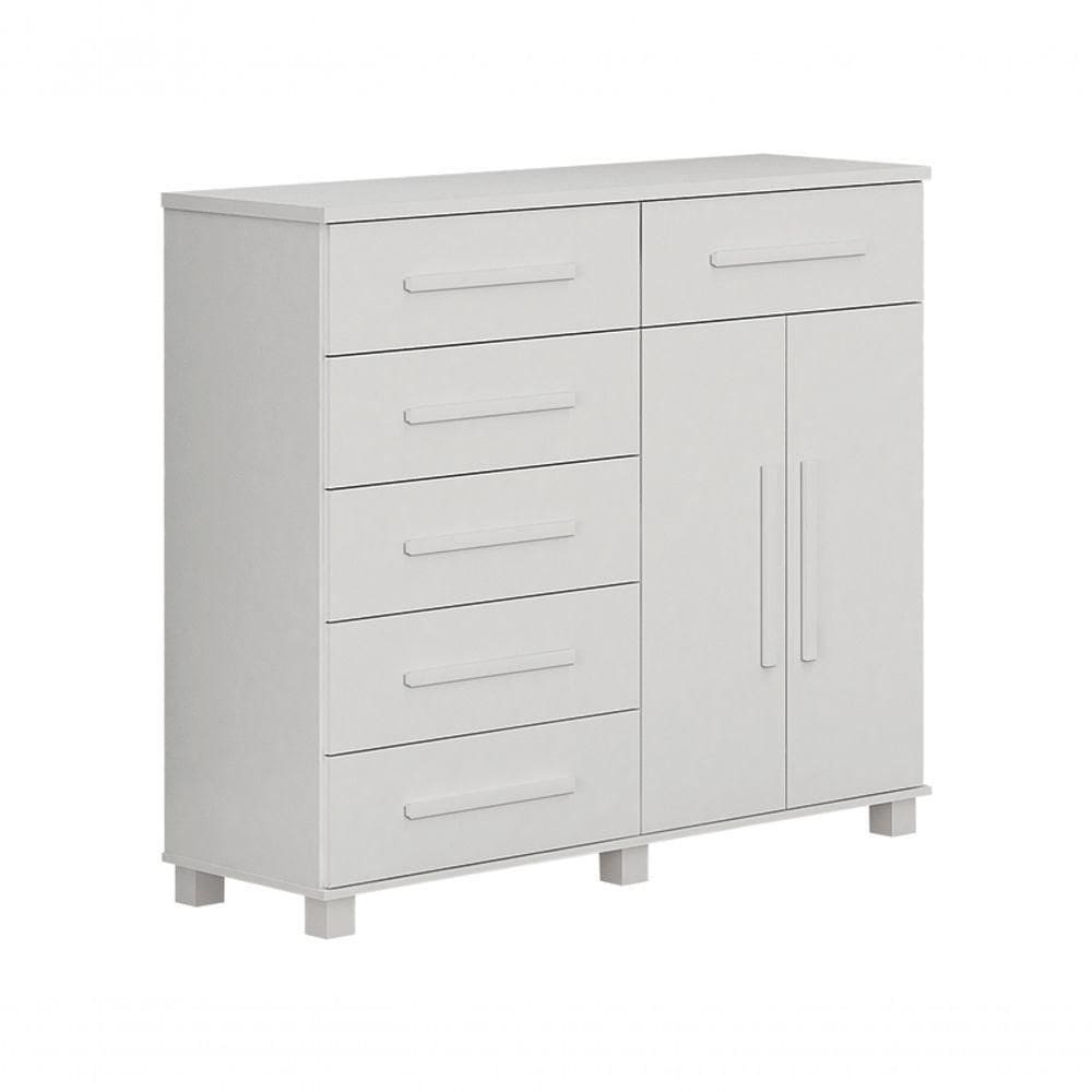 Cômoda Para Quarto Com Sapateira 6 Gavetas - SP-branco - Móveis Leifer