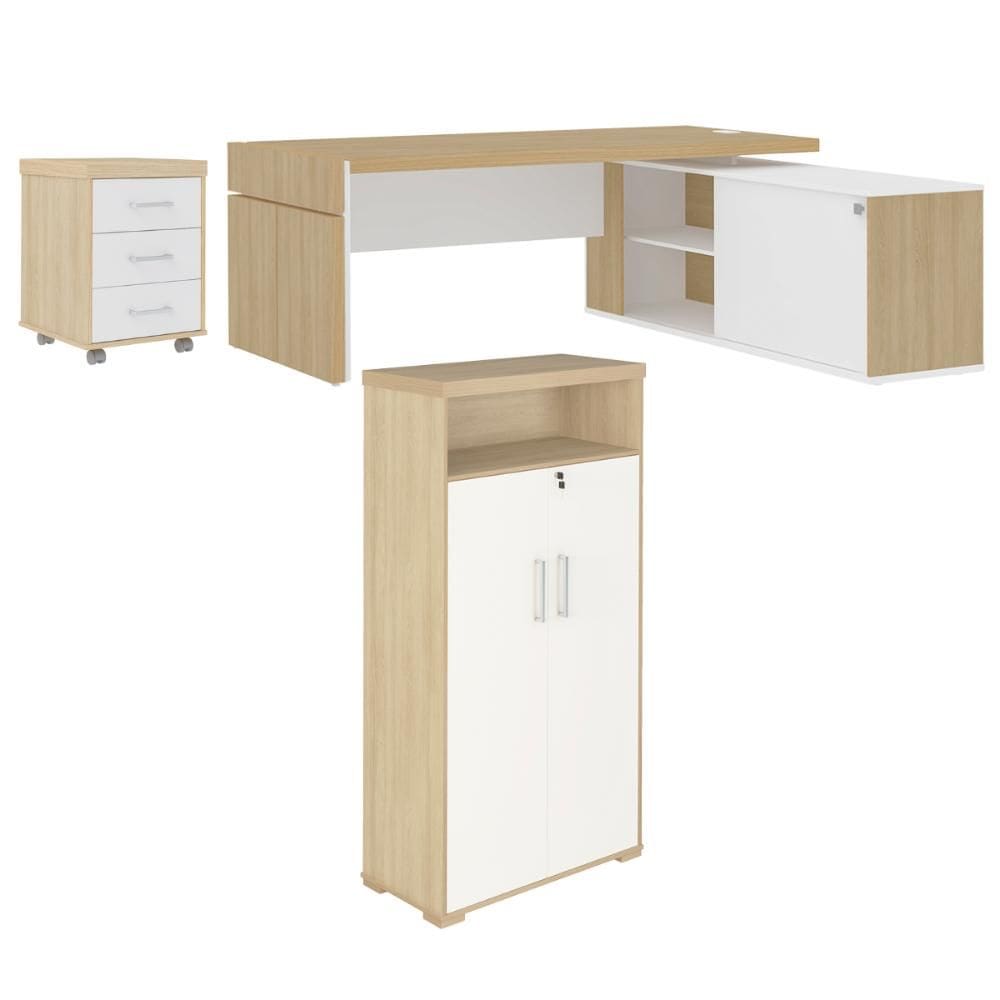 Conjunto Completo para Escritório Amadora Carvalho Branco