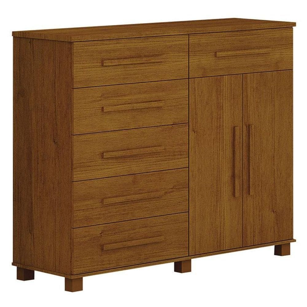 Cômoda SP 6 Gavetas 2 Portas Cinamomo - Leifer Móveis
