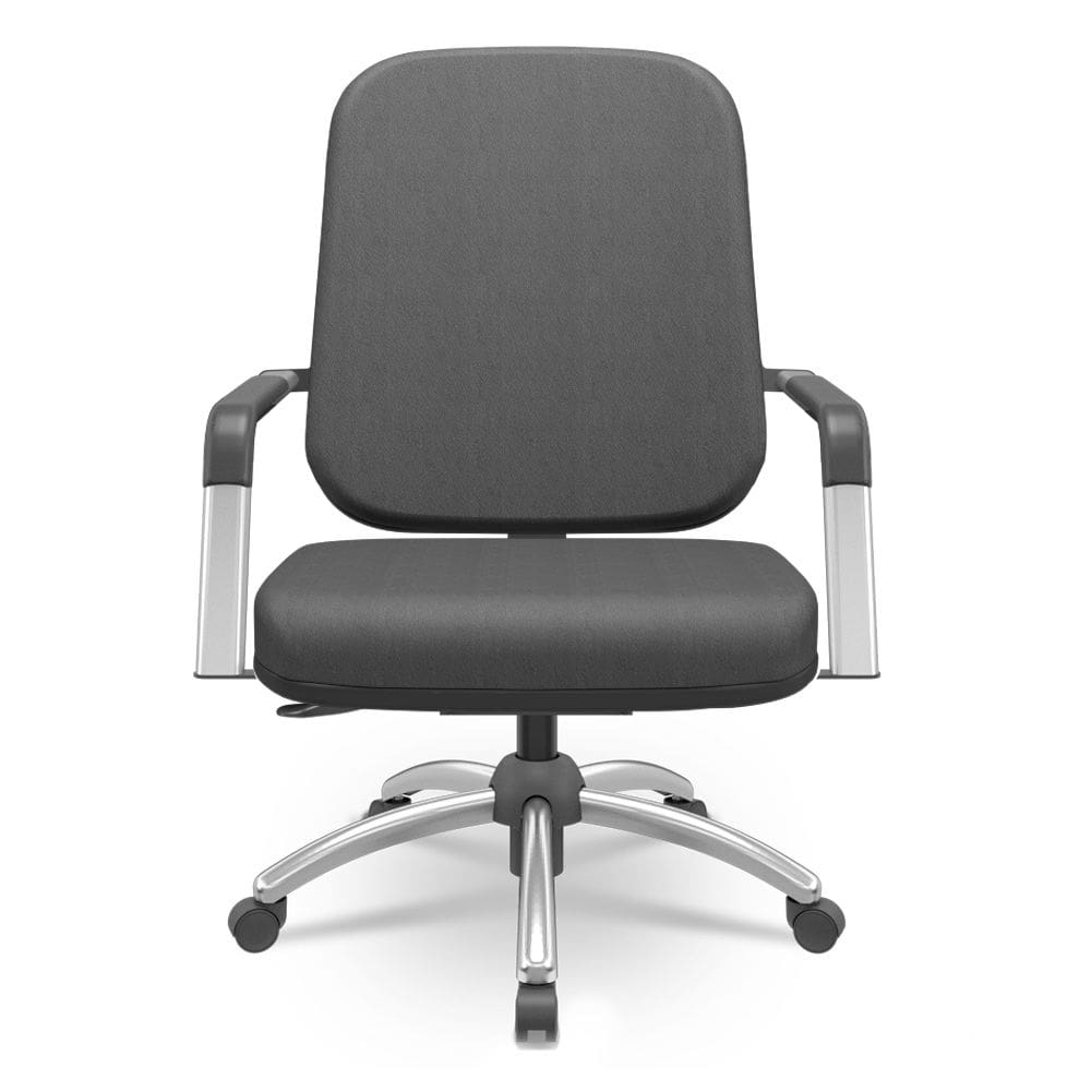 Cadeira de Escritório Giratória com Braço Cromada Magno P03 Crepe Preto - Lyam Decor