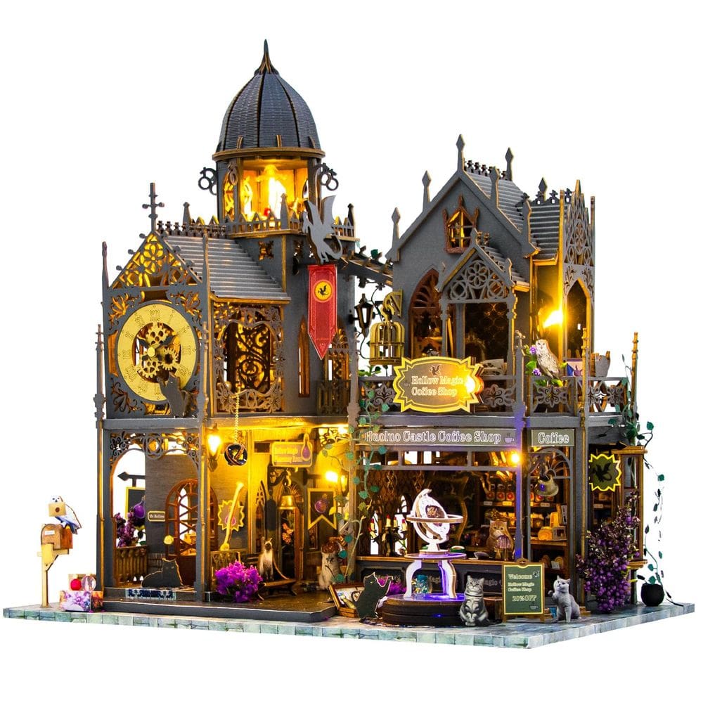 Conjunto de casa de bonecas em miniatura DIY Spilay Huoluo Castle com móveis