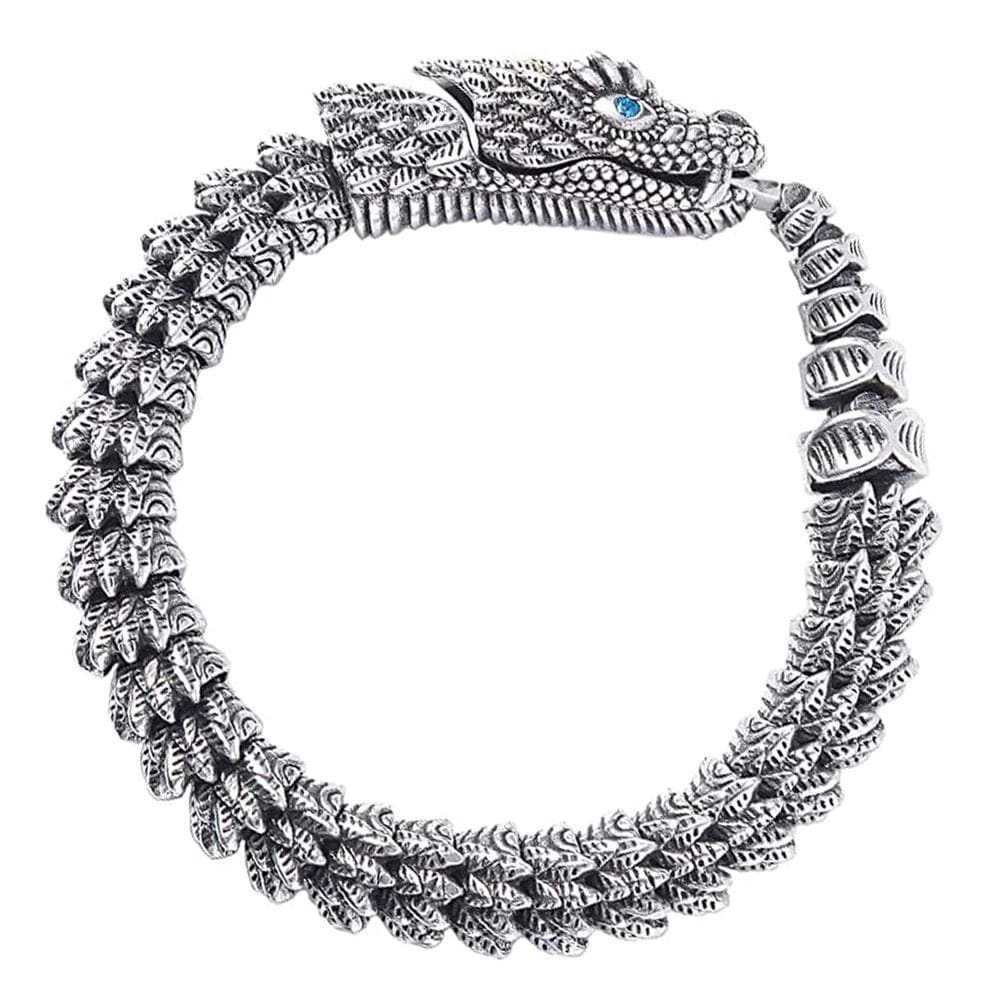 Pulseira WFLWLHH Vintage Snake para homens em prata, feita à mão, cobre