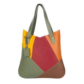 Bolsa de Ombro Couro autêntico Maria Elegante Colorida Versát