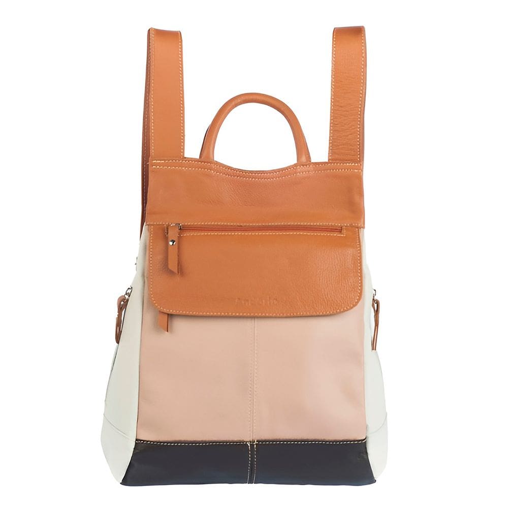 Mochila Couro autêntico Malu Tons Terrosos Antifurto 5L