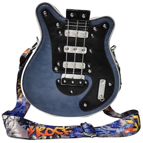 Bolsa de ombro tiracolo Lyuxhetaokdiq em forma de guitarra em couro PU