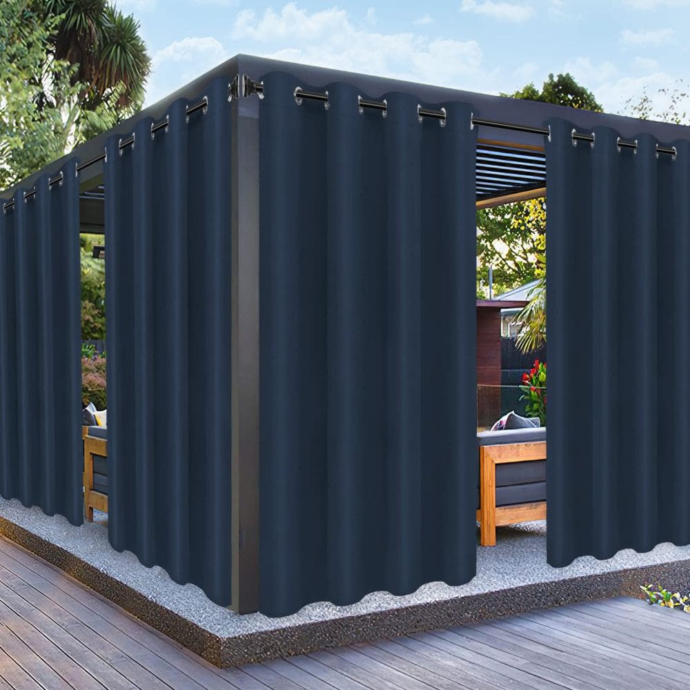 Cortinas externas PureFit impermeáveis resistentes a UV azul marinho