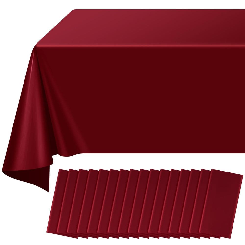 Toalha de mesa Ragnhild Maroon Plastic, pacote com 16 unidades, retangular de 137 x 274 cm