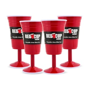 Copos de vinho reutilizáveis Red Cup Living 414 ml, pacote com 4