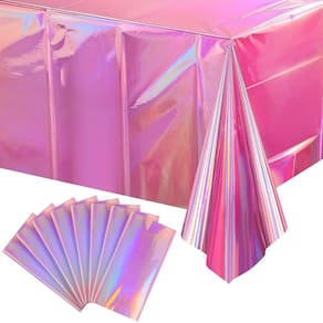 Toalhas de mesa FunnyPars Iridescent Pink Plastic 54 x 108 em pacote com 8