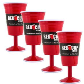 Copos de vinho Red Cup Living, reutilizáveis, 240 ml, pacote com 4