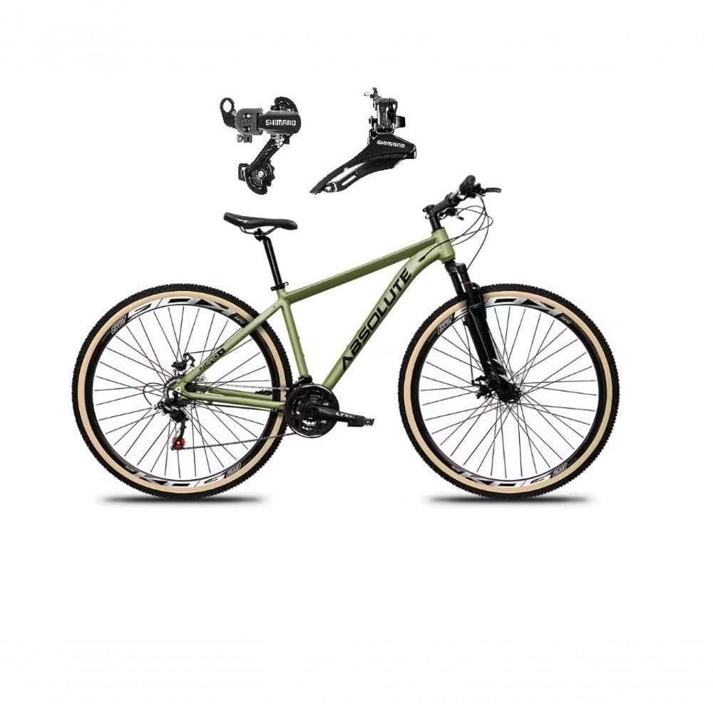 Bicicleta Aro 29 Absolute Nero 5 Alumínio 24v Câmbios Shimano Garfo Suspensão Pneu Faixa - Oliva Tam.21