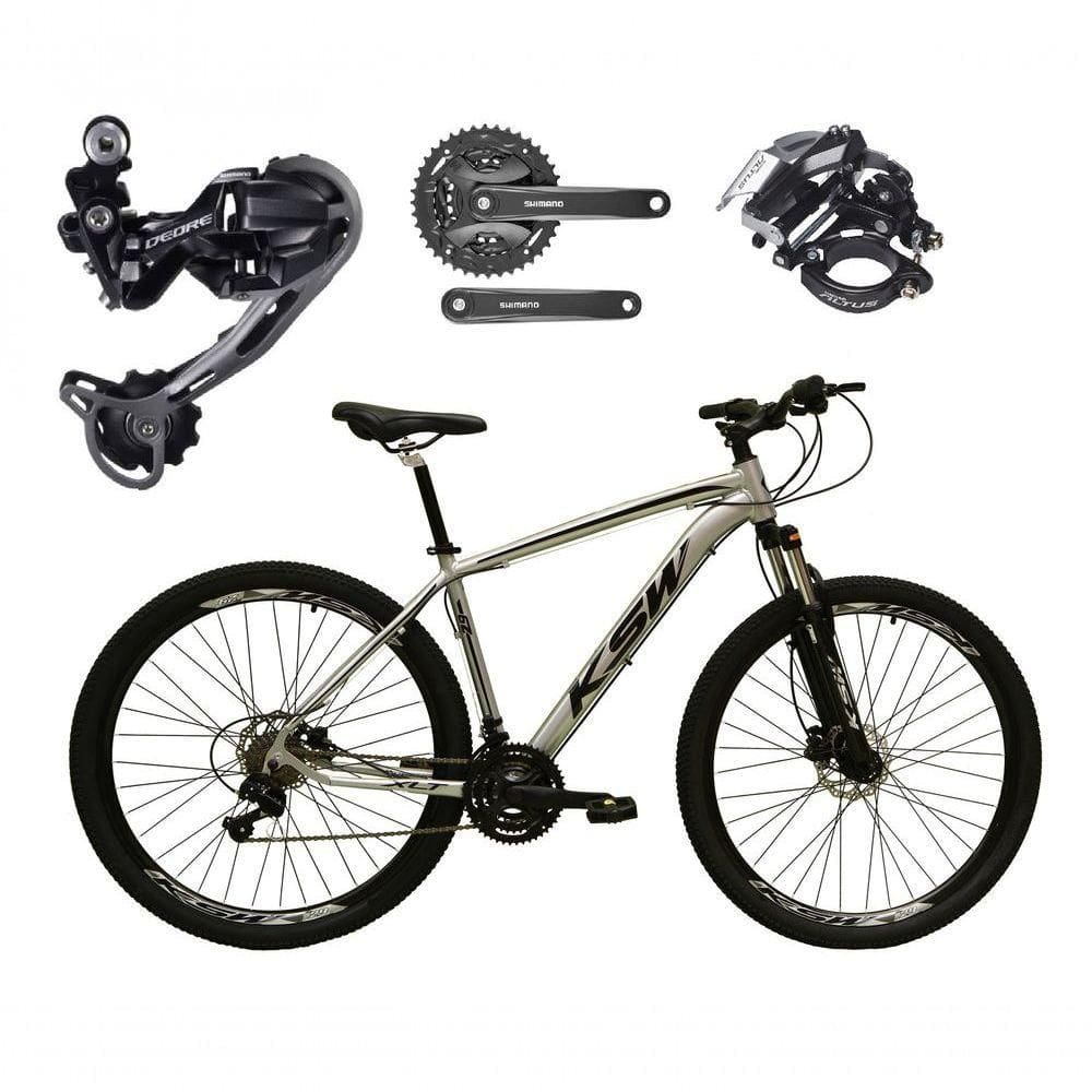 Bicicleta Aro 29 Ksw Xlt Shimano Deore E Altus 27v Freio Hidráulico Garfo Trava - Prata Tam.21