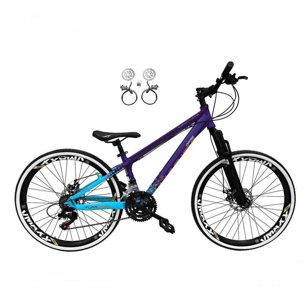 Bicicleta Aro 26 Vikingx Tuff X44 Roxo/azul 21v Freios A Disco Hidráulicos (óleo) Aros Vmaxx Pretos