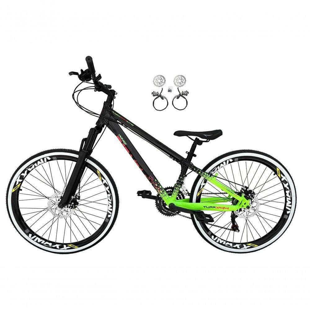 Bicicleta Aro 26 Vikingx Tuff X44 Preto/verde 21v Freios A Disco Hidráulicos(óleo) Aros Vmaxx Pretos