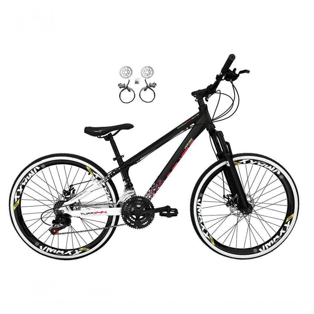 Bicicleta Aro 26 Vikingx Tuff X44 Preto/branco 21v Freios A Disco Hidráulicos (óleo) Aros Vmaxx Pretos
