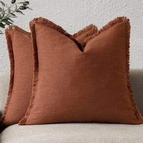 Capas de almofada Findtower Linen Fringe 5x55cm Rust