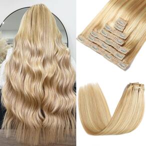 Extensões de cabelo Rimoss Clip em cabelo humano real, 60 cm, 7 unidades