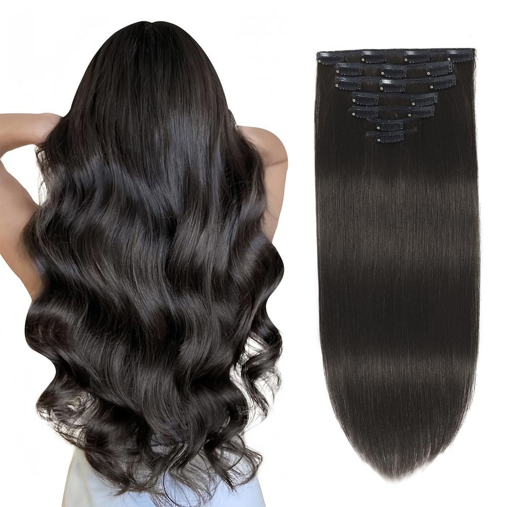 Extensões de cabelo Clip in Gampacy Real Human Hair 45cm 120g