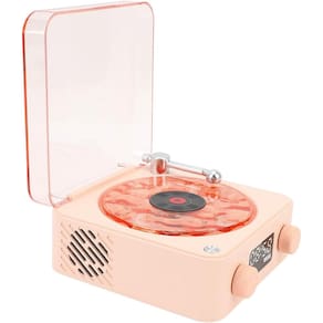 Caixa De Som Vitrola Toca Disco Bluetooth Usb Recarregavel Cartao Tf Musica Luzes Led Discos Vinil