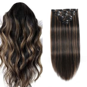 Extensões de cabelo Clip in Hair Gampacy Real Human Hair 40-60 cm 7 unidades