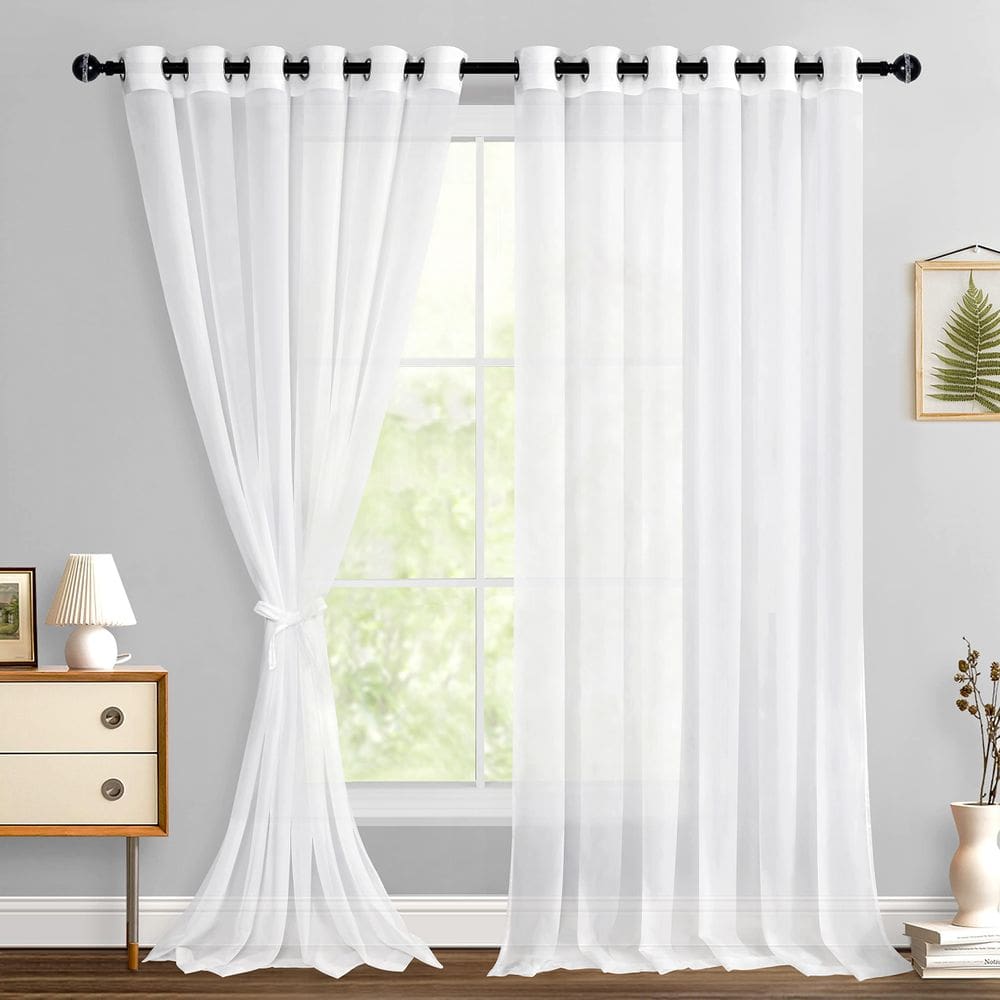 Cortinas transparentes Hiasan para quarto, brancas, 70x240cm, 2 painéis