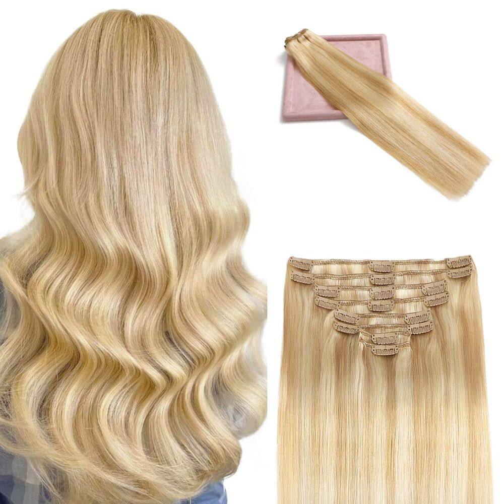 Extensões de cabelo Clip in POGINJA Real Human Hair 18 polegadas 100g