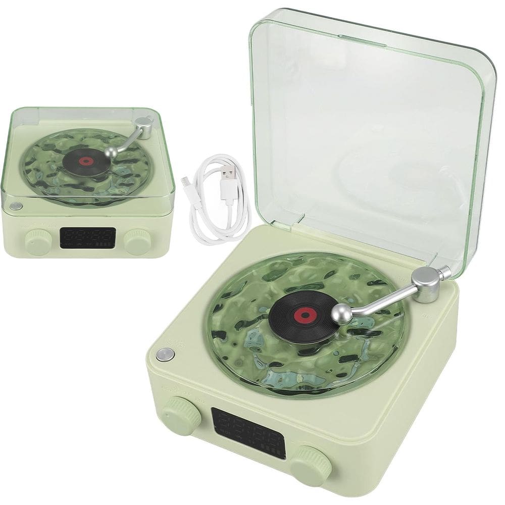 Caixa de Som Vitrola Toca Disco Bluetooth Cartao Tf Usb Portatil Recarregavel